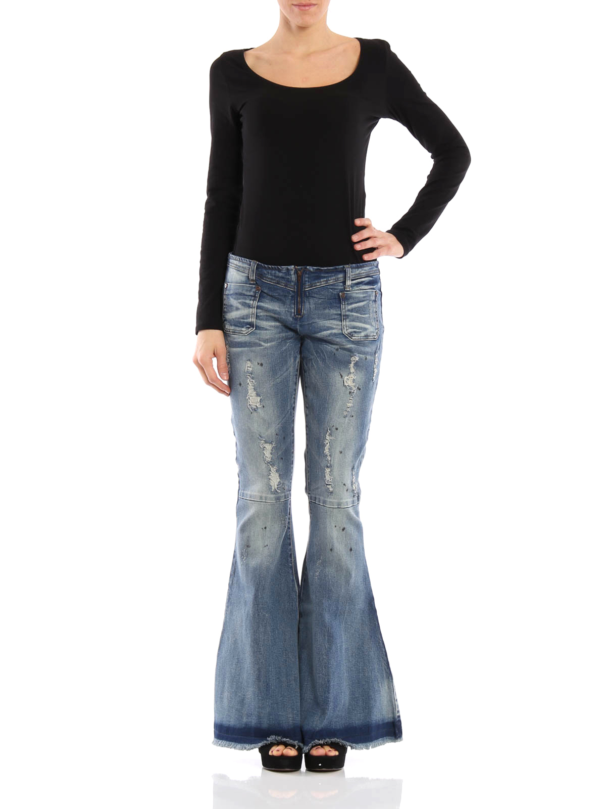 Flared jeans One Teaspoon - Frayed low-rise flare jeans - 17862ABLUEBLONDE