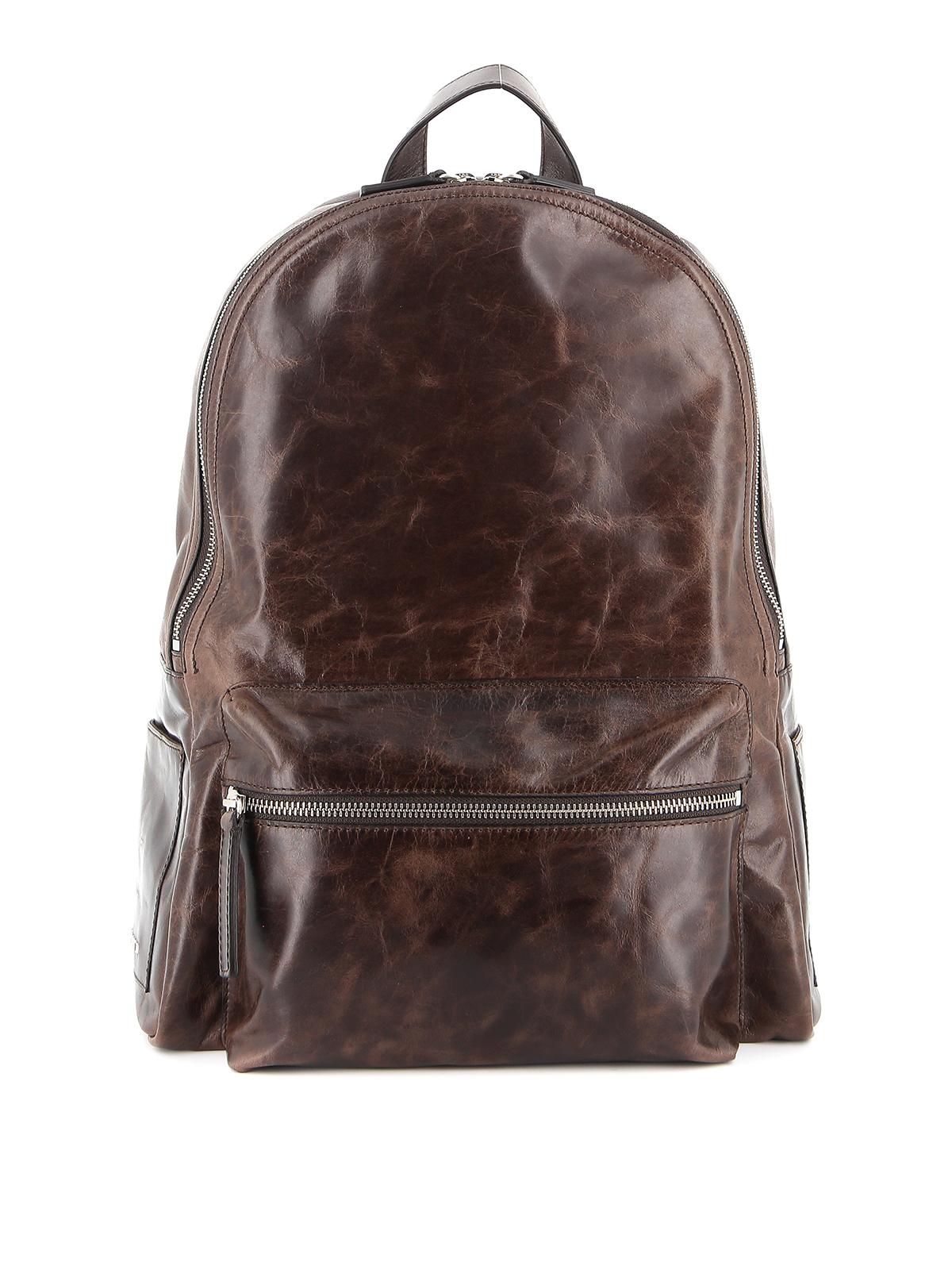 Orciani Artik Vintage Effect Leather Backpack In Dark Brown