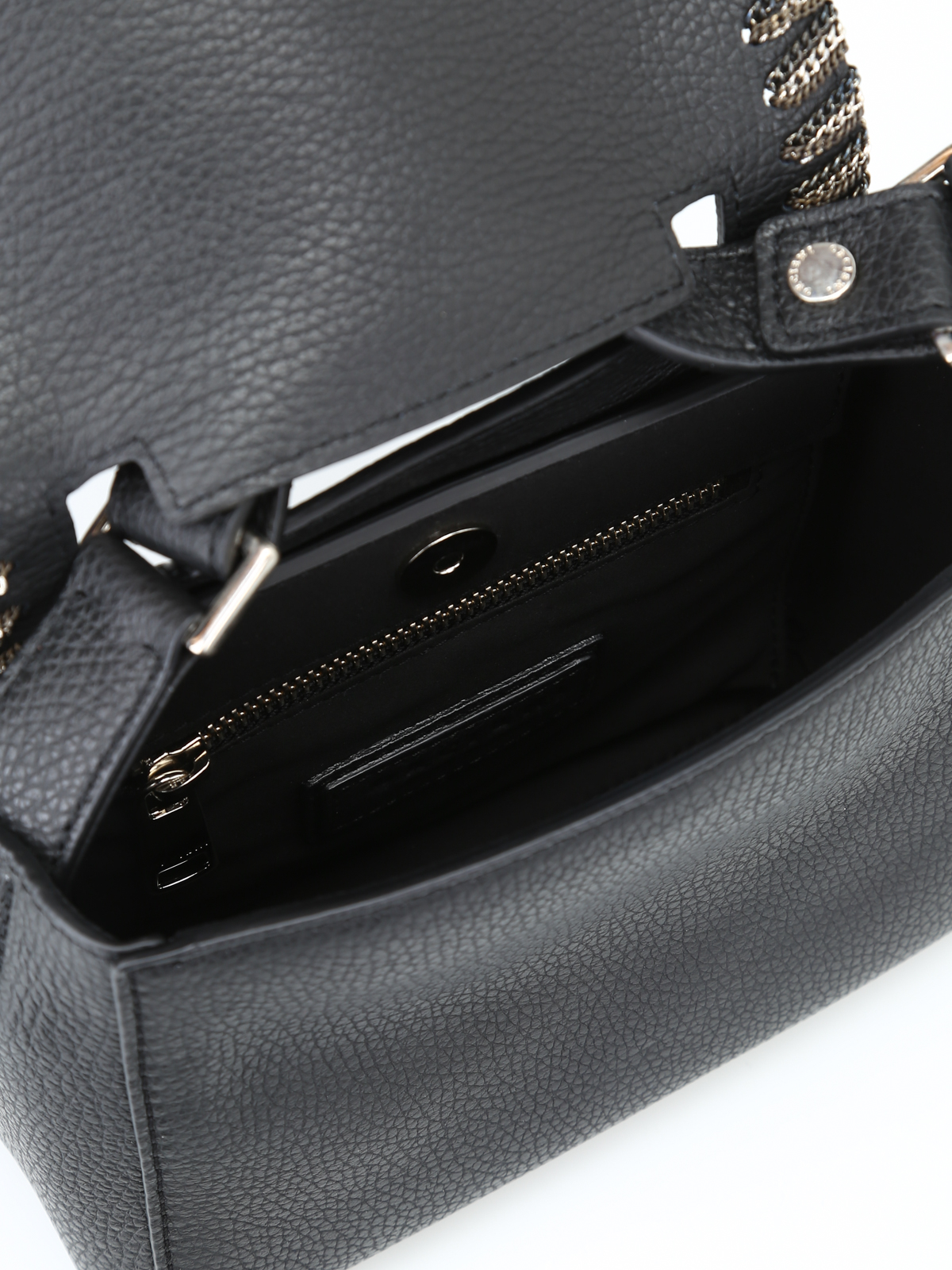 Cross body bags Orciani - Sveva Mini chain detail black leather bag -  B02019CHAINNERO