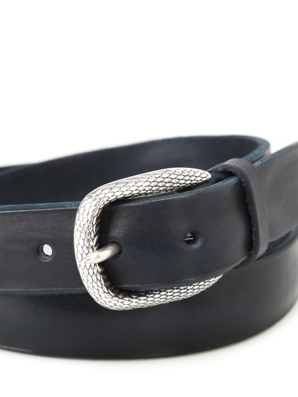 dark blue leather belt