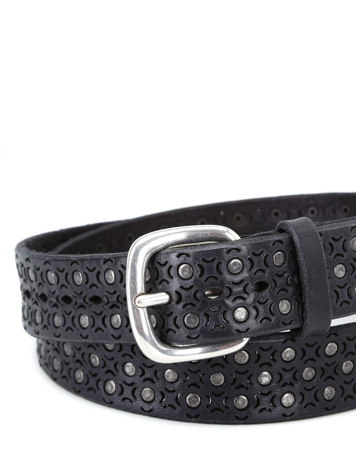 Belts Orciani - Stain vintage studded leather belt - U07795STAINNERO