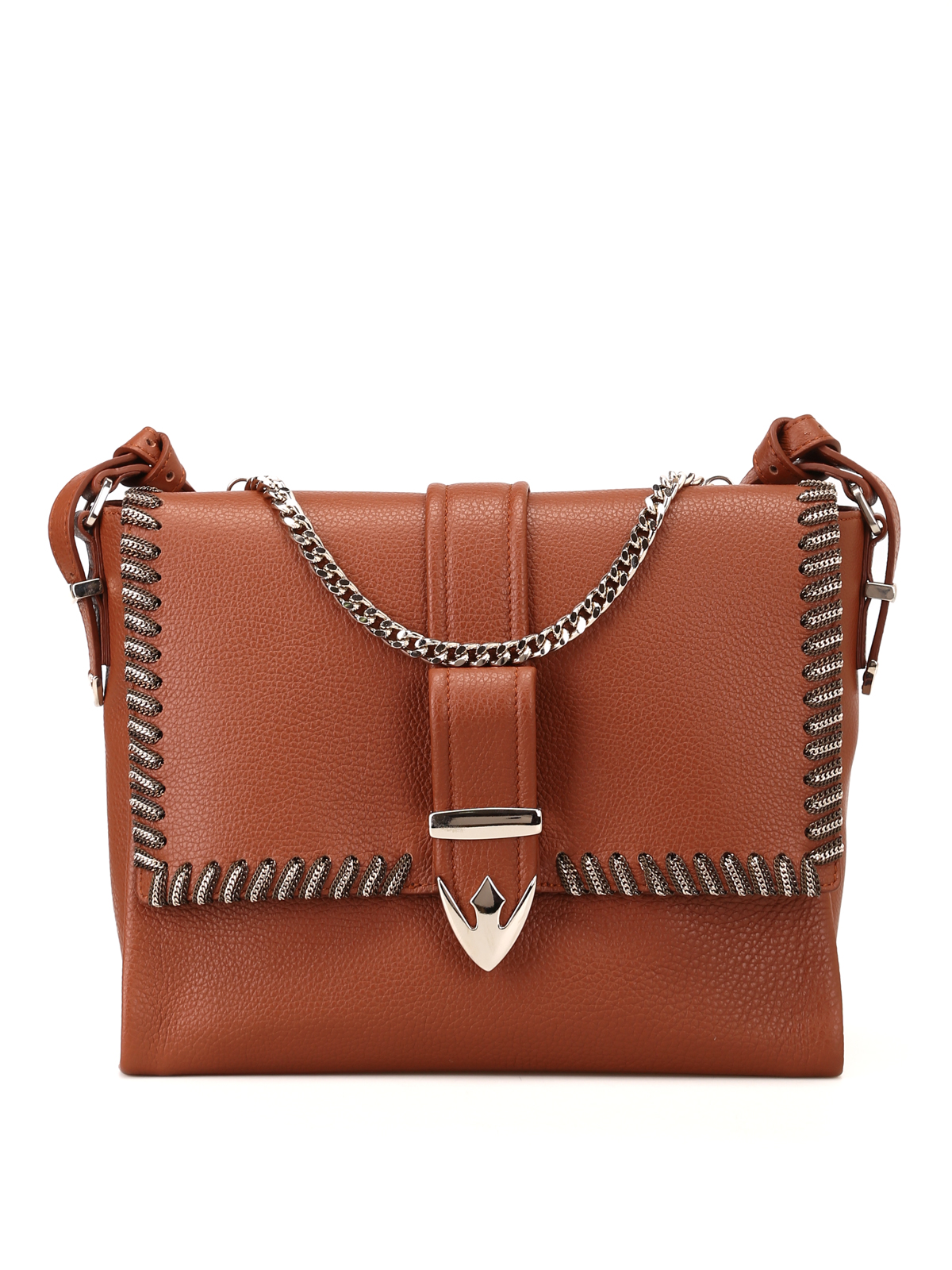 brown shoulder bag with chain