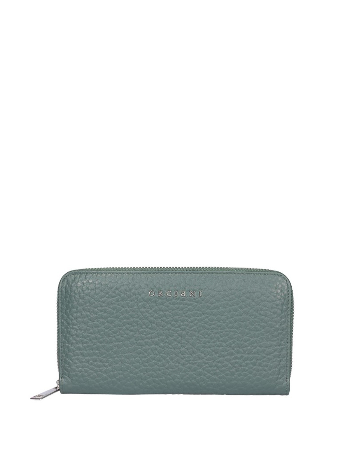 ORCIANI GREEN LEATHER SOFT ZIP AROUND WALLET