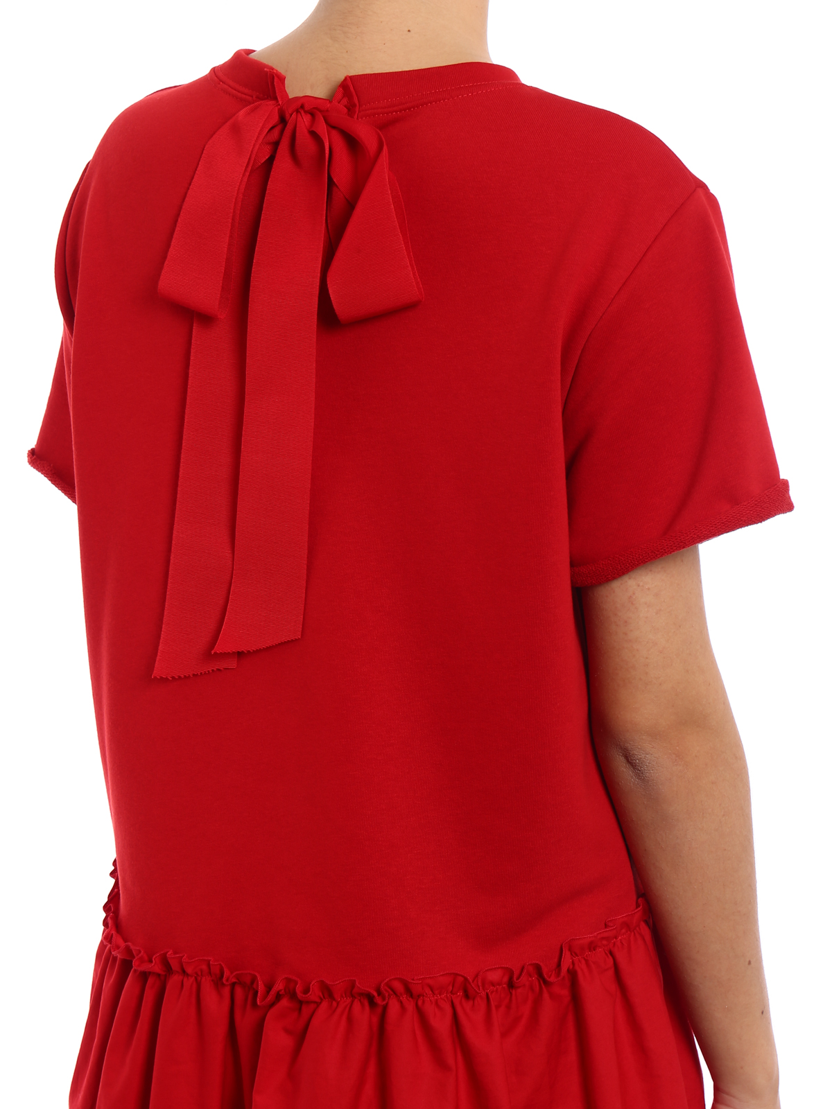 Short dresses P.A.R.O.S.H. - Embroidered cotton loose red dress -  COPOFELD730406809