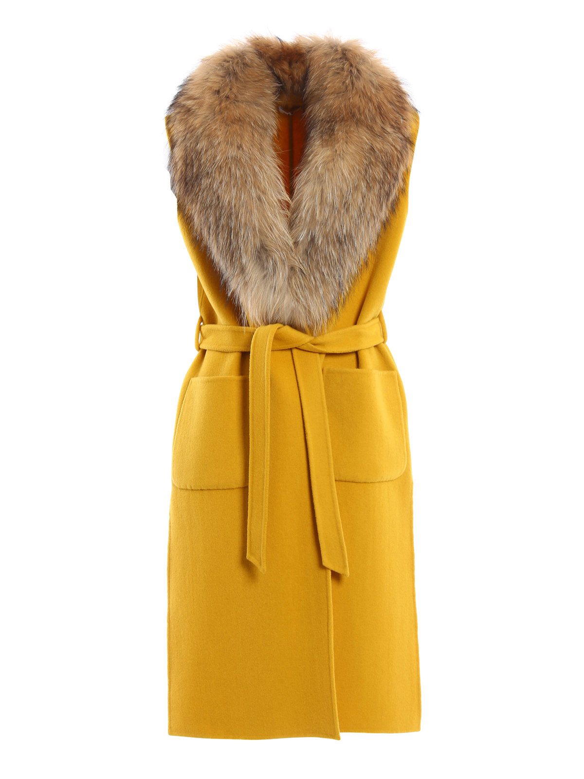 Knee length coats P.A.R.O.S.H. Sleeveless wool coat LOVERYD410512P047