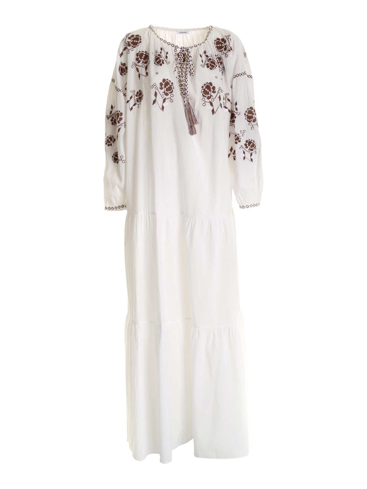 Maxi dresses P.A.R.O.S.H. Cross stitch embroidery dress in white