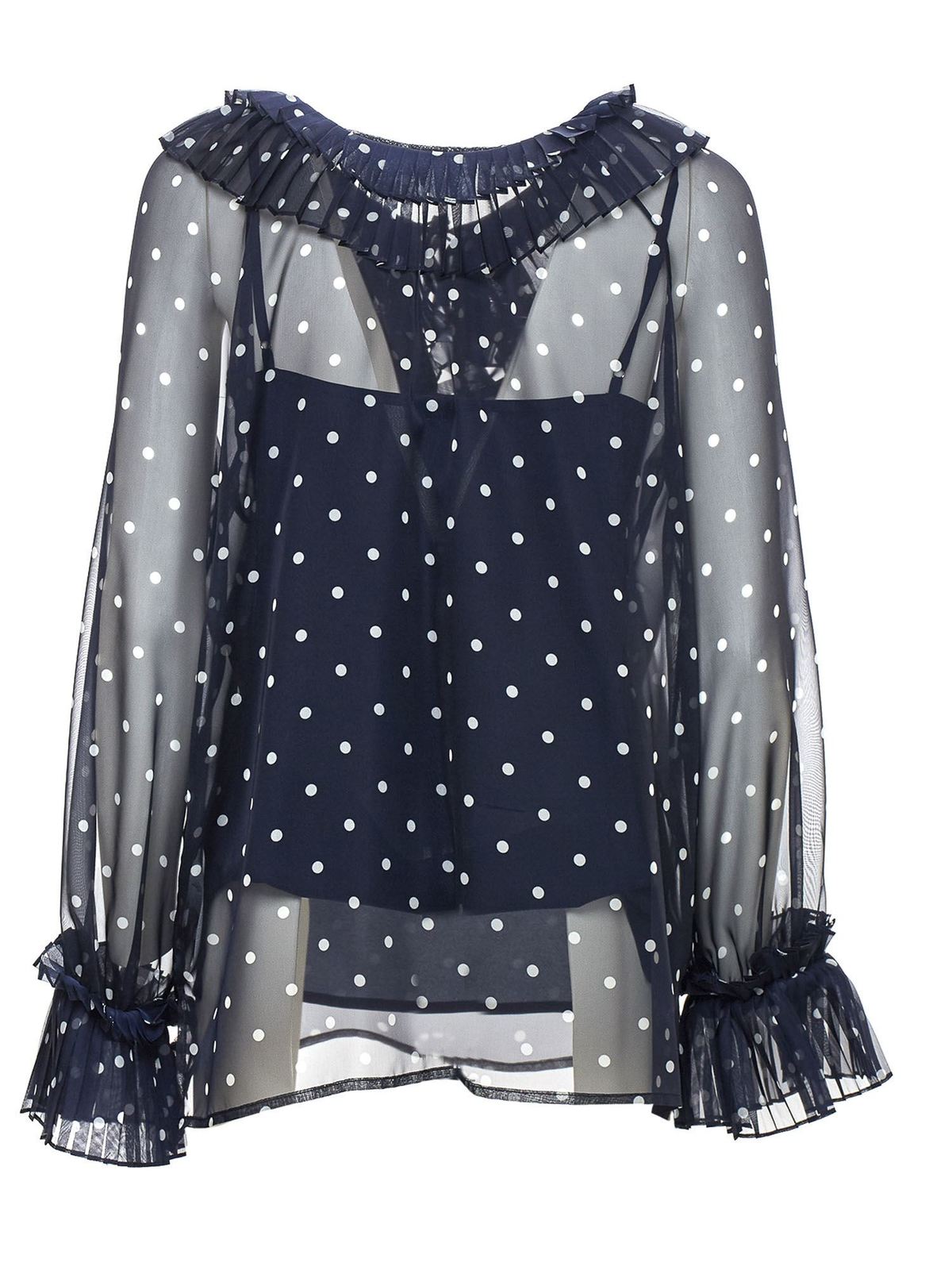 polka dot blue blouse