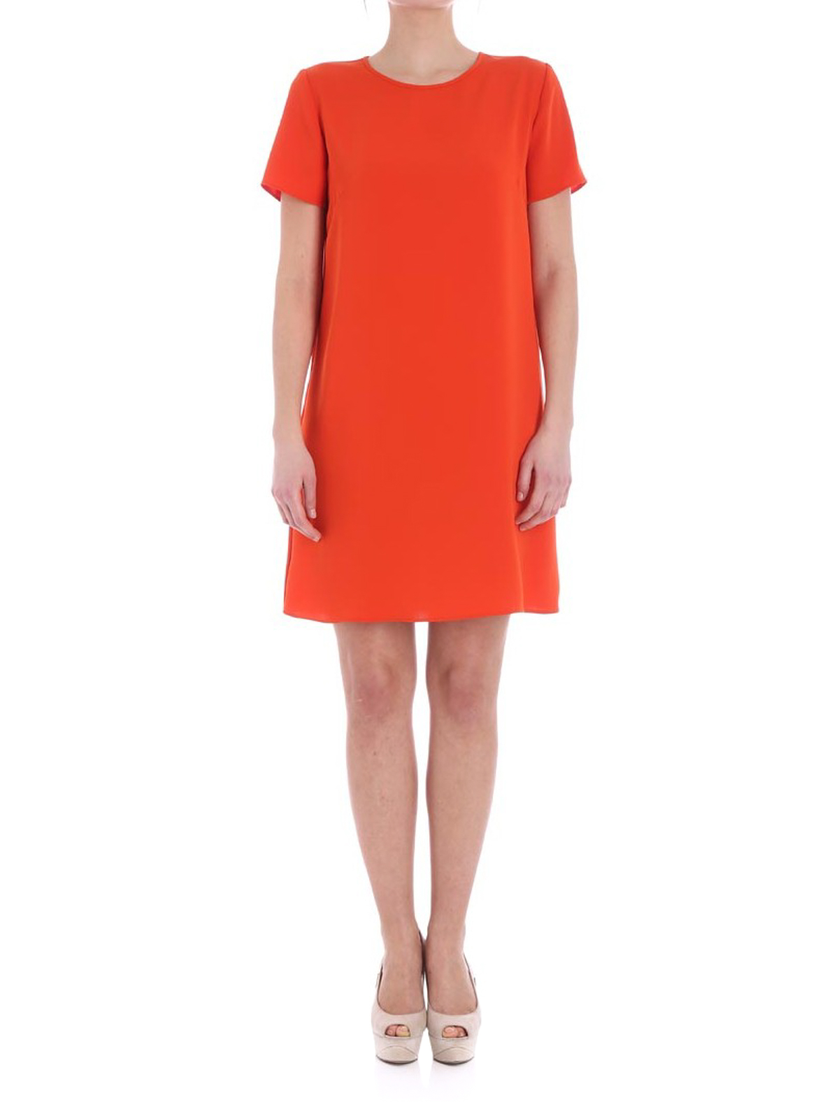 Pantery orange crepe T-shirt dress 