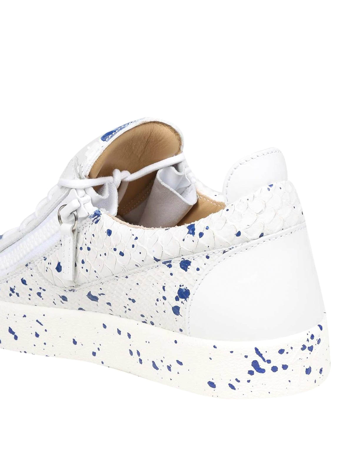 white leather trainer paint