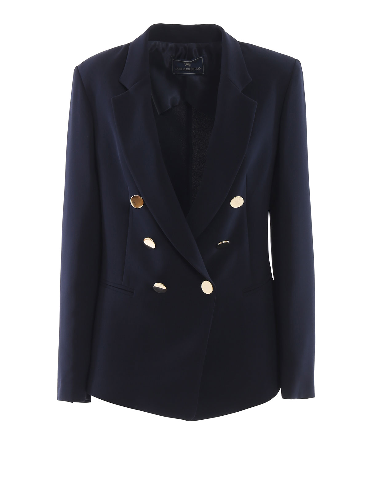 Blazers Paolo Fiorillo - Crepe cady dark blue double-breasted blazer ...