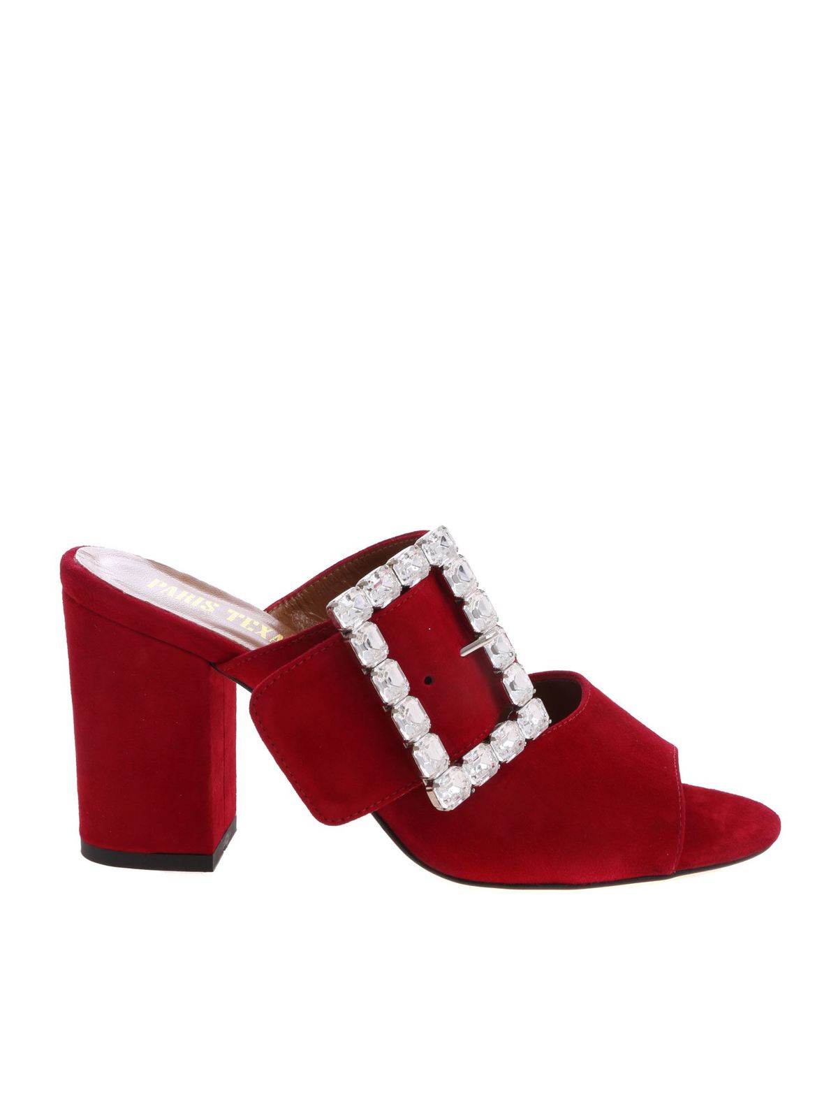 red suede mules