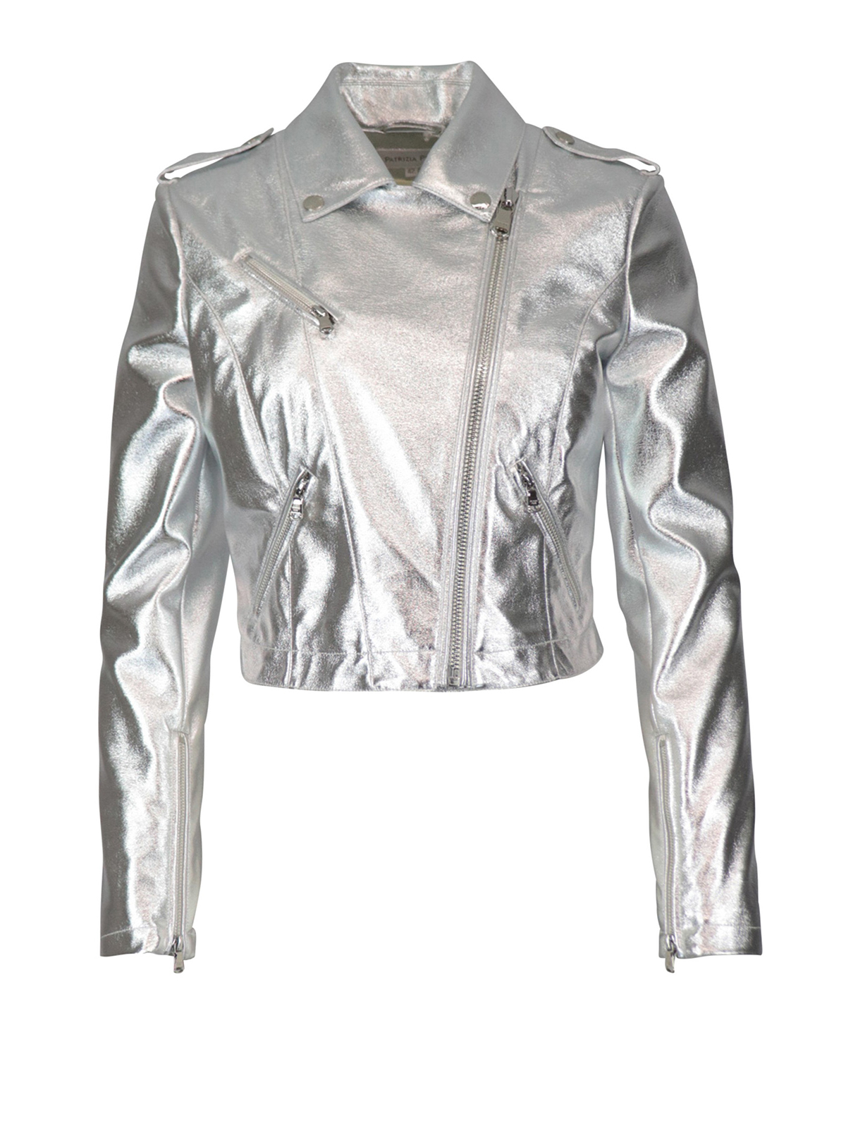 Leather jacket Patrizia Pepe - Silver-tone biker jacket - 2L0869A6X3S581