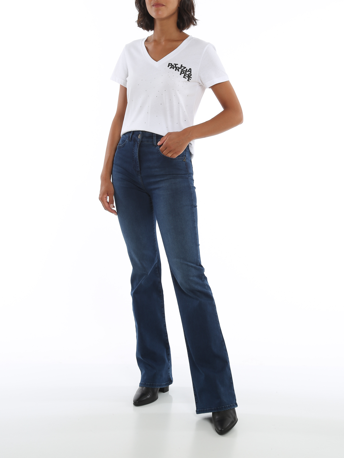 Helemaal droog De stad Nieuwheid Flared jeans Patrizia Pepe - Embroidered pocket bootcut jeans -  8J0937A1HIBC843
