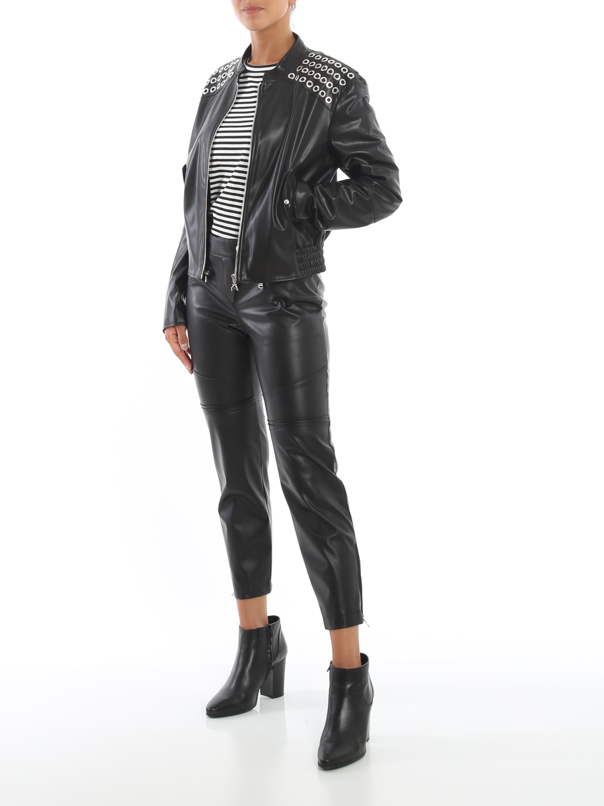 cropped faux leather trousers