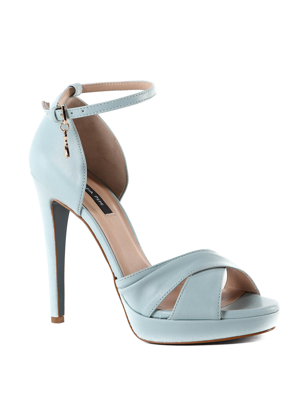 Sandals Patrizia Pepe - Light blue leather high sandals - 2V8486A3KWC743