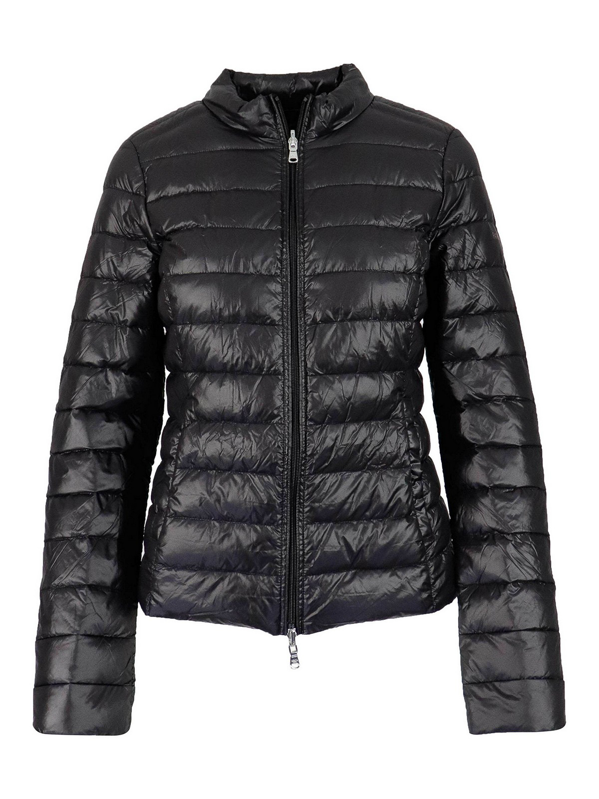 Patrizia Pepe Zip-up Logo Puffer Jacket In Black
