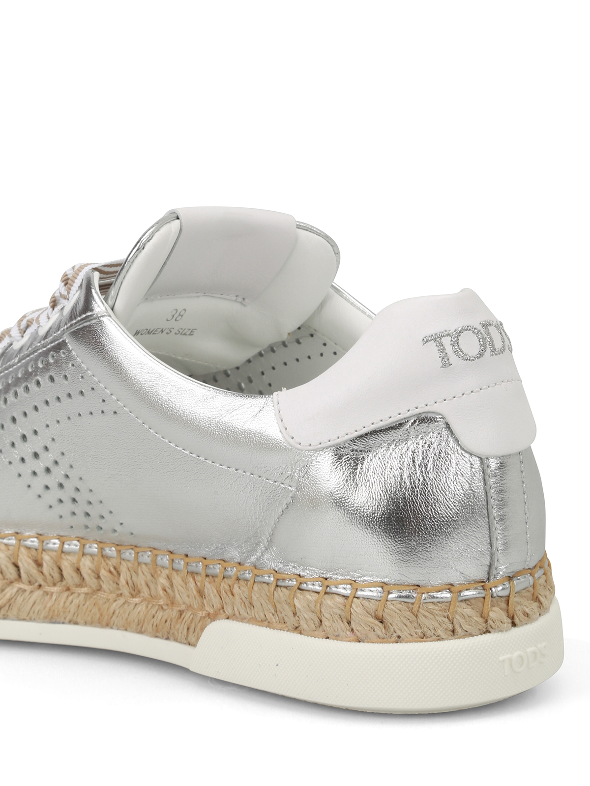 Tod'S - Perforated T silver sneakers 