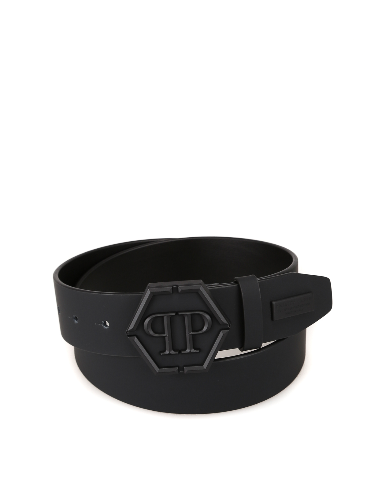Philipp Plein - Original total black leather belt - belts ...