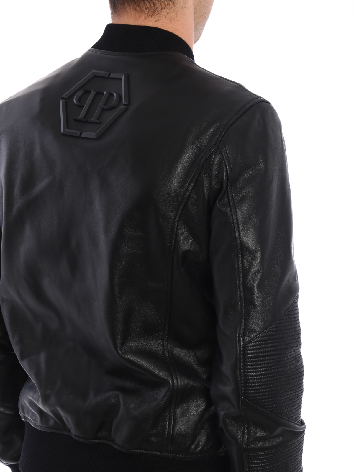 philipp plein leather bomber jacket