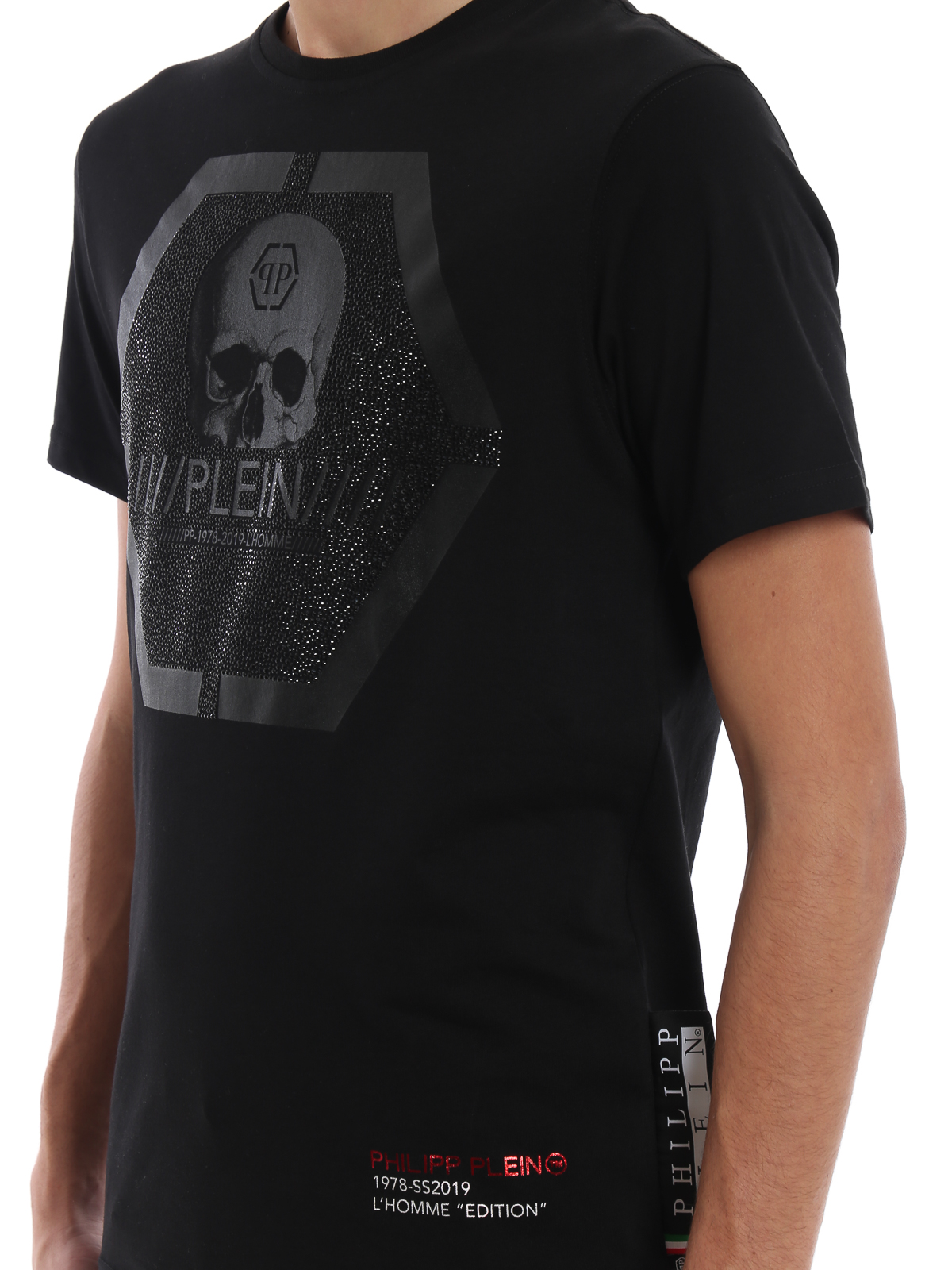 Scheiden Oven havik T-shirts Philipp Plein - Platinum Cut Skull black cotton T-shirt -  S19CMTK3084PJY002N0202