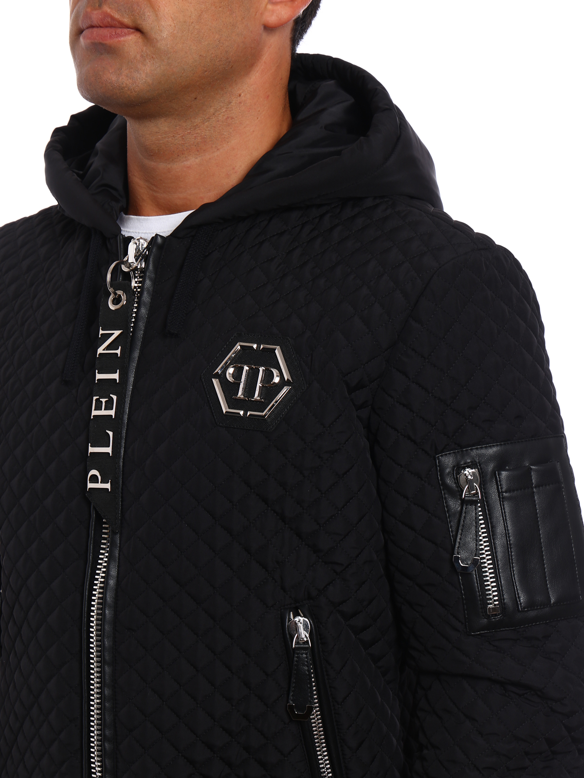 Bombers Philipp Plein - Uji quilted hooded bomber jacket ...