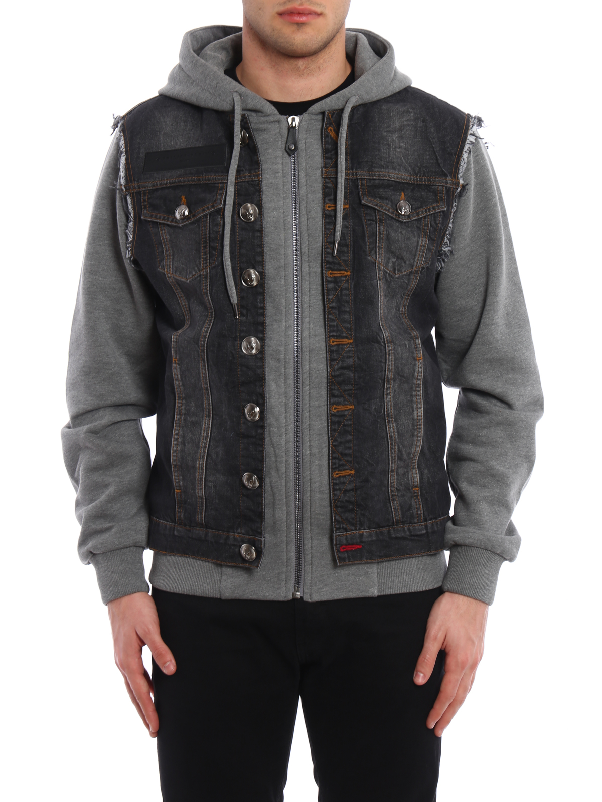 Mirrow denim and jersey jacket by Philipp Plein  denim jacket  iKRIX