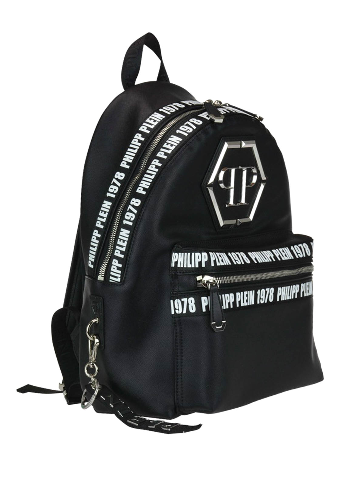 Backpacks Philipp Plein - Metal logo black nylon backpack ...