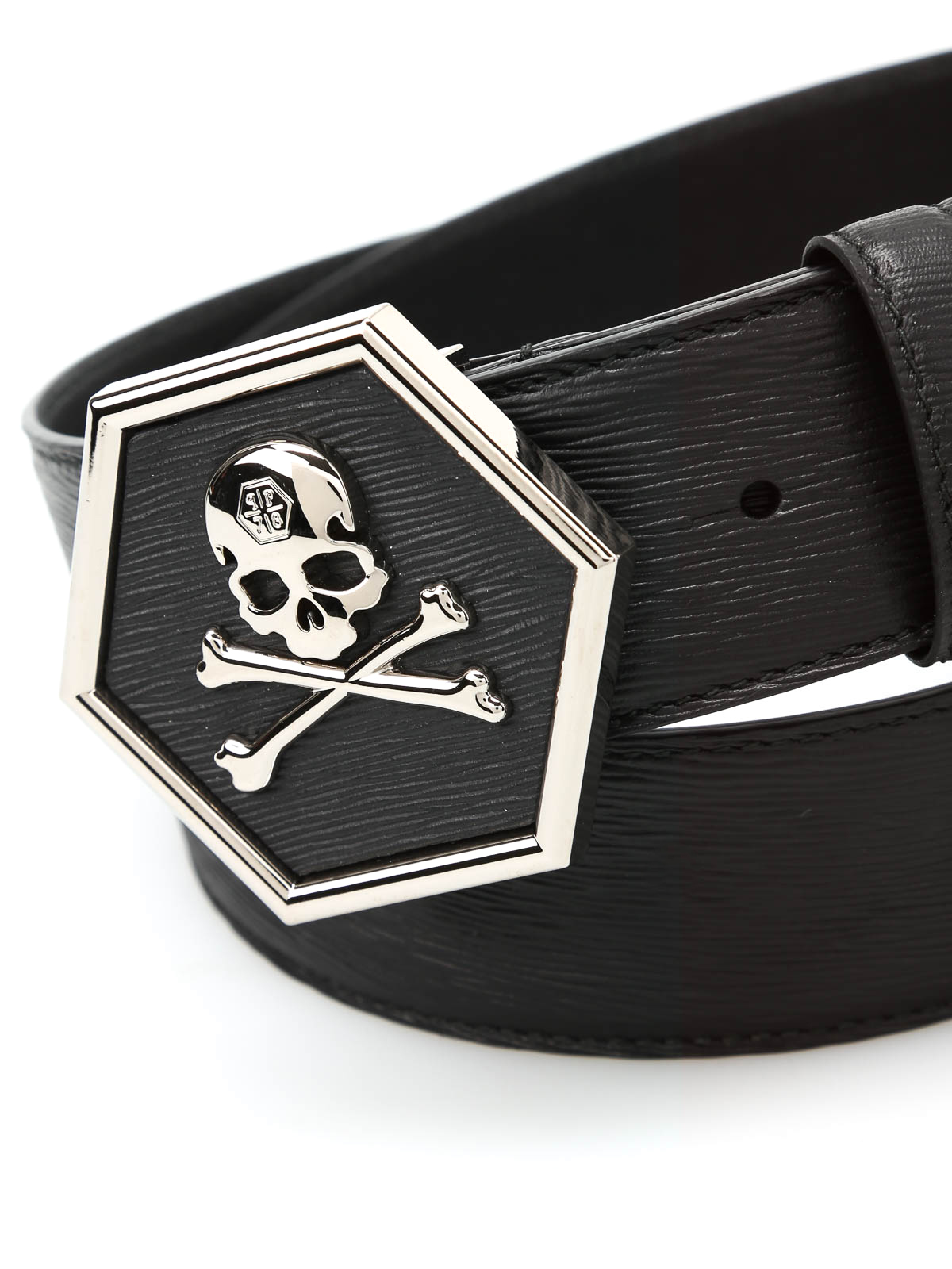 Belts Philipp Plein - Leather Jolly Roger belt - AM773146021095