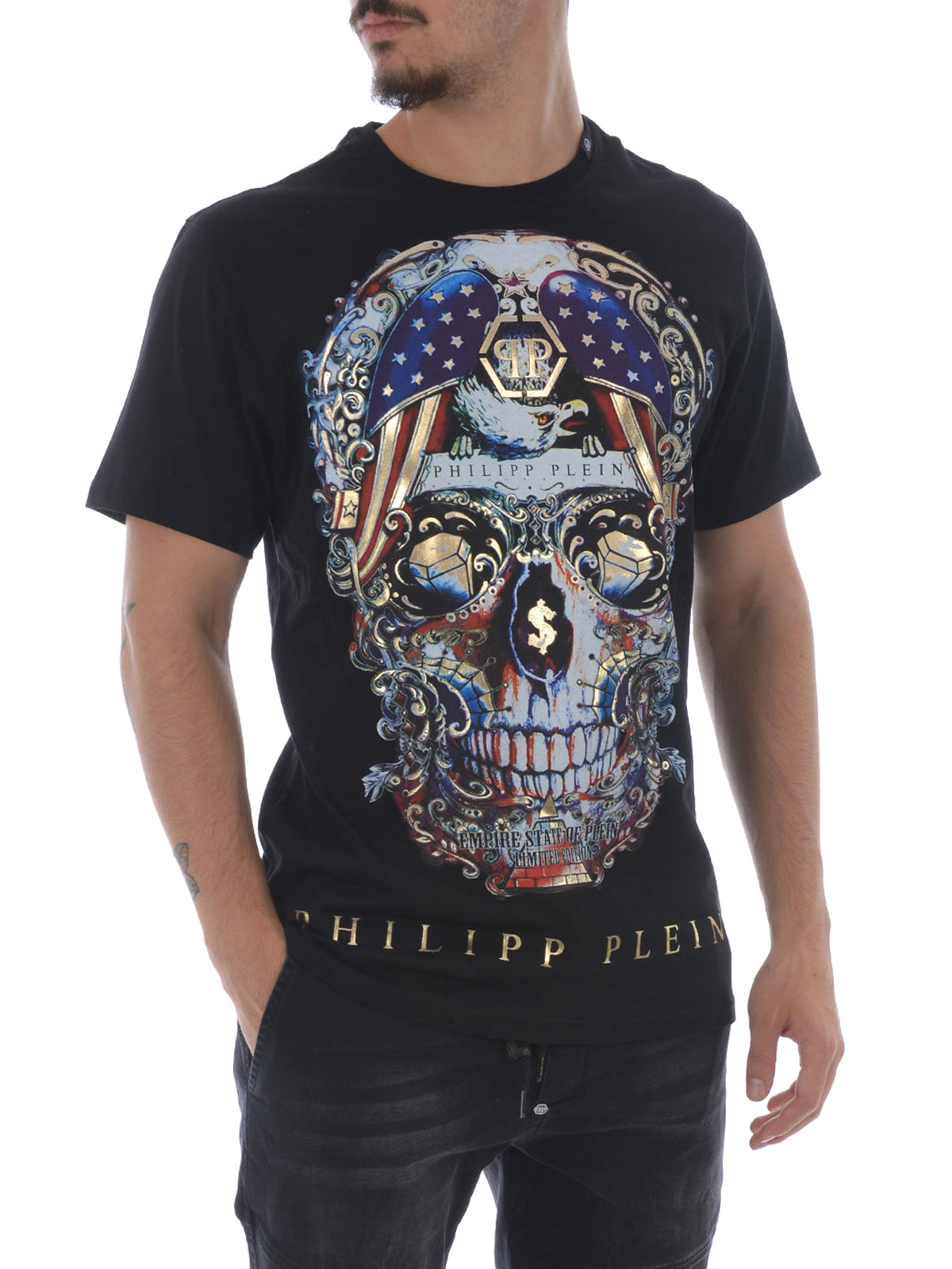 pasta Verdraaiing Politiek T-shirts Philipp Plein - Pusher skull print black T-shirt - MTK1502PJY002N02