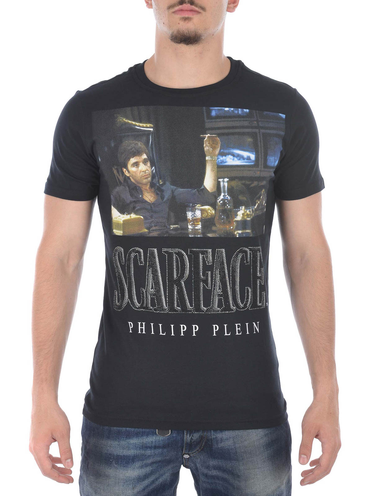 Philipp Plein - Scarface T-shirt with rhinestones - t-shirts - HM34068002