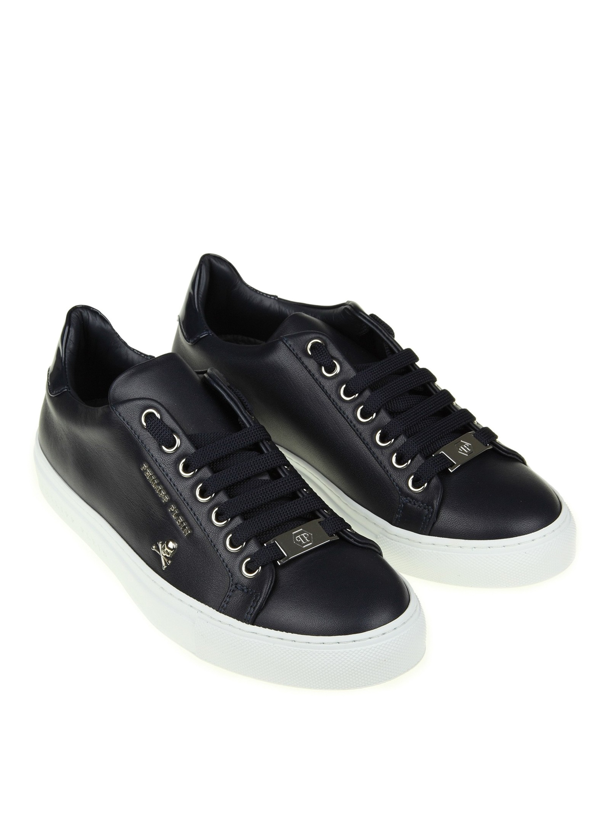 Philipp Plein - Blue Light navy leather sneakers - trainers ...