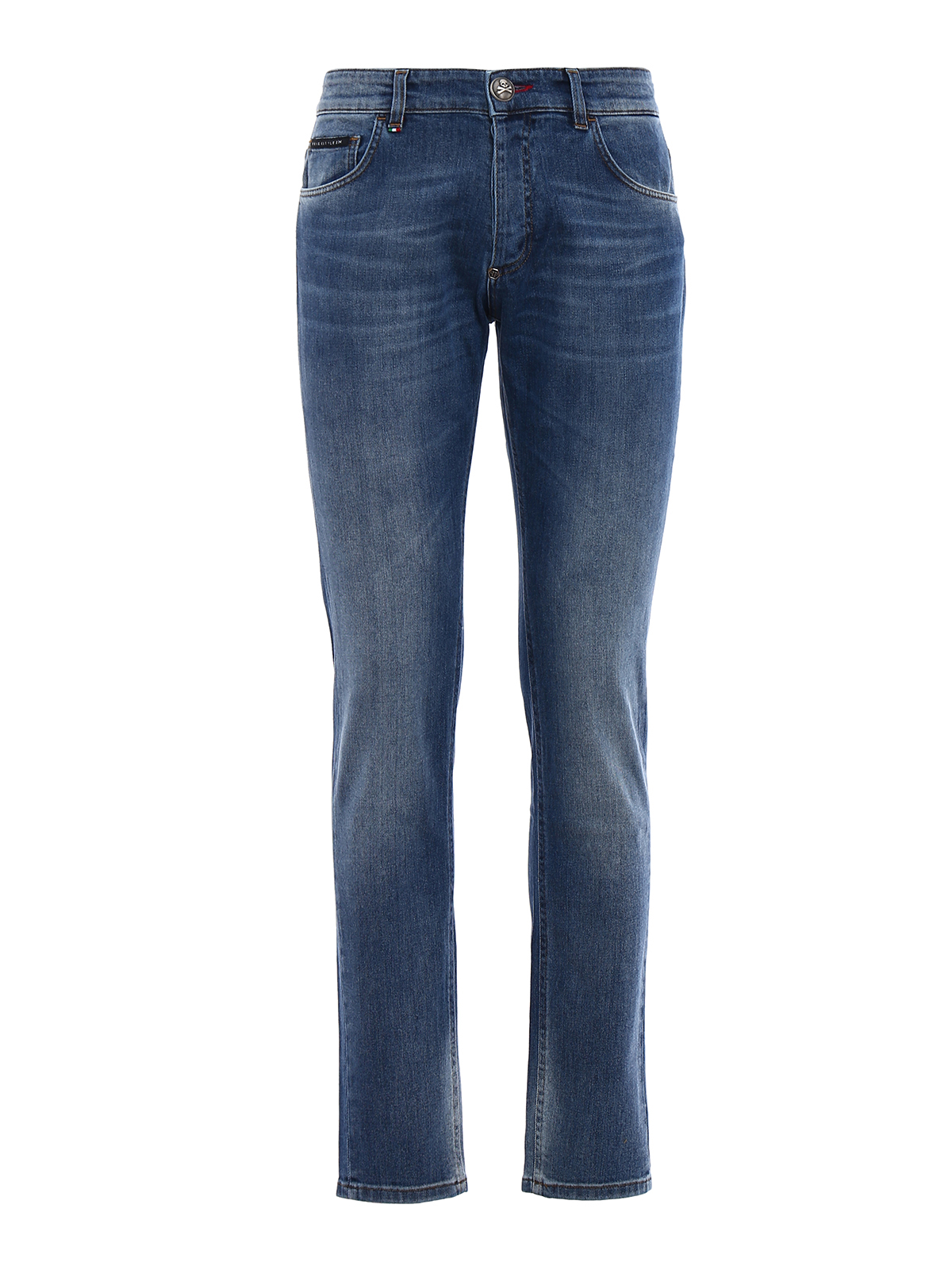 Straight leg jeans Philipp Plein - Worth faded blue denim jeans ...