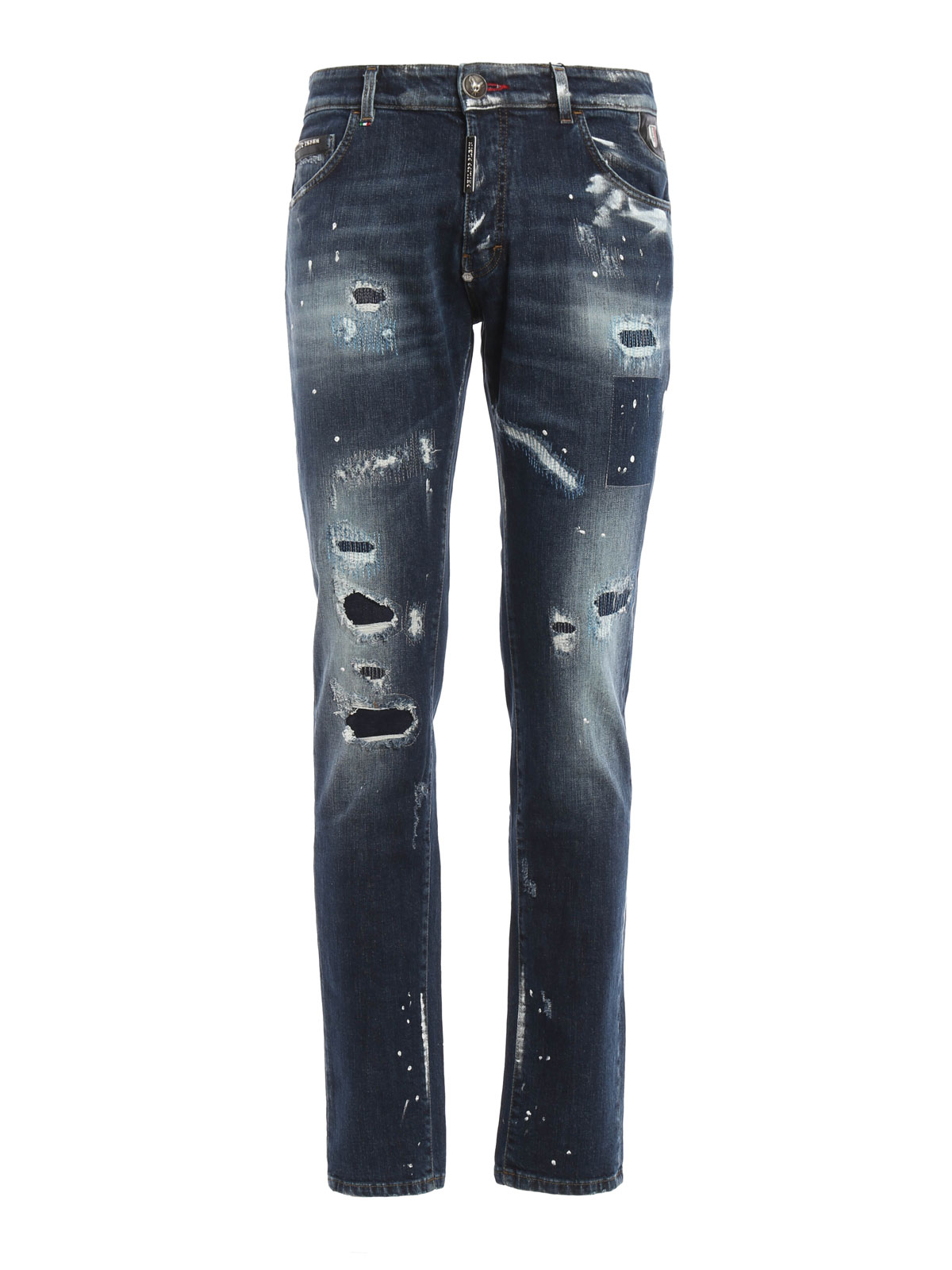 Straight leg jeans Philipp Plein - Wow spotted and scraped jeans ...