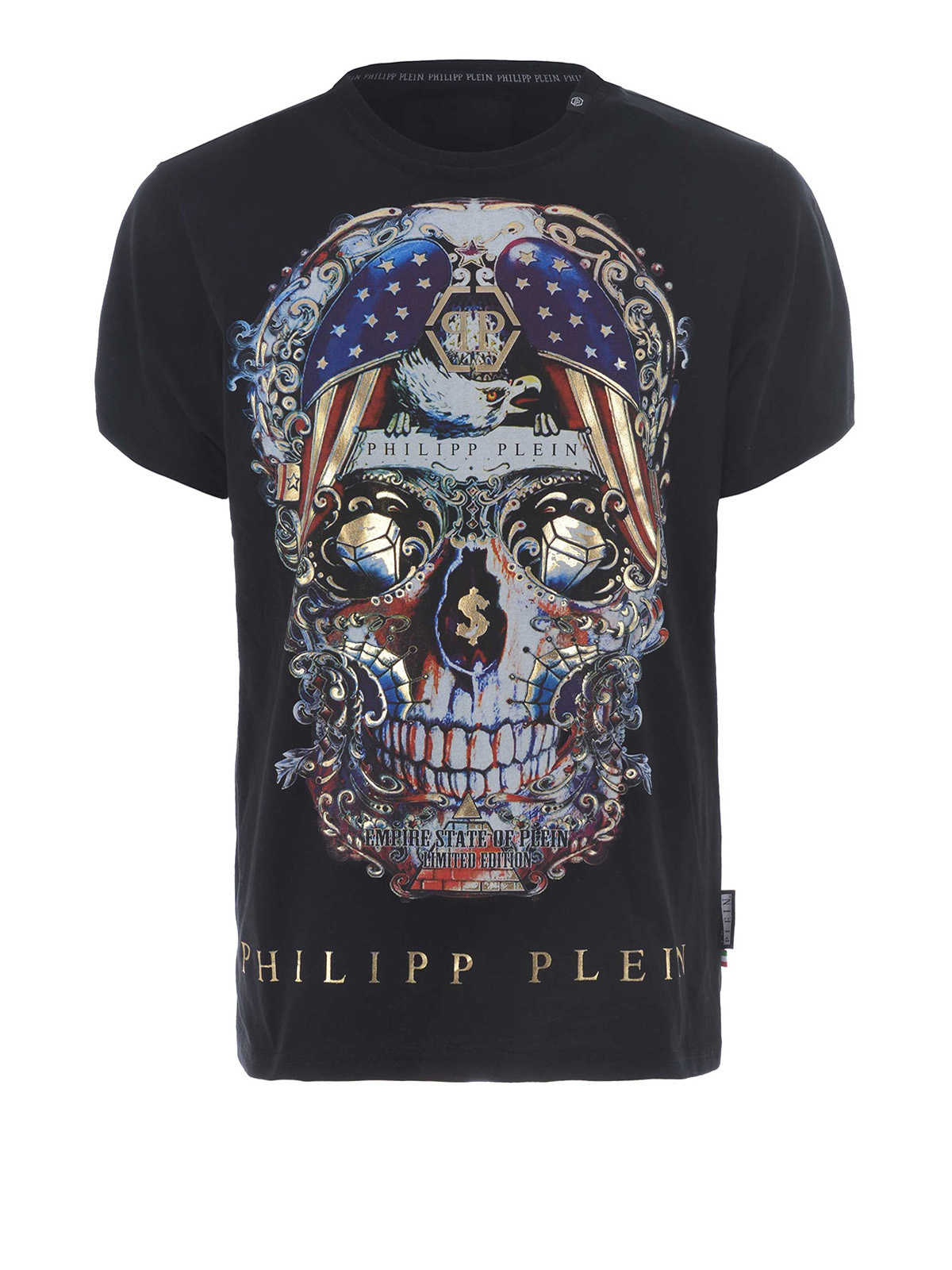 T-shirts Philipp Plein - Pusher skull print black T-shirt ...