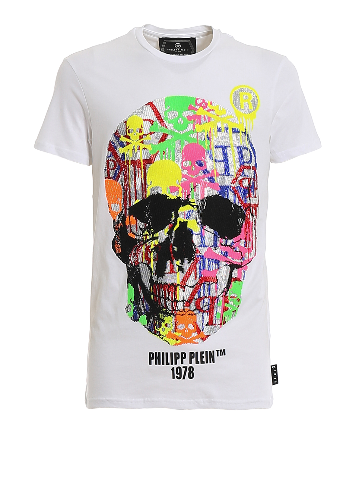 T-shirts Philipp Plein - Rhinestoned Skull printed T-shirt ...
