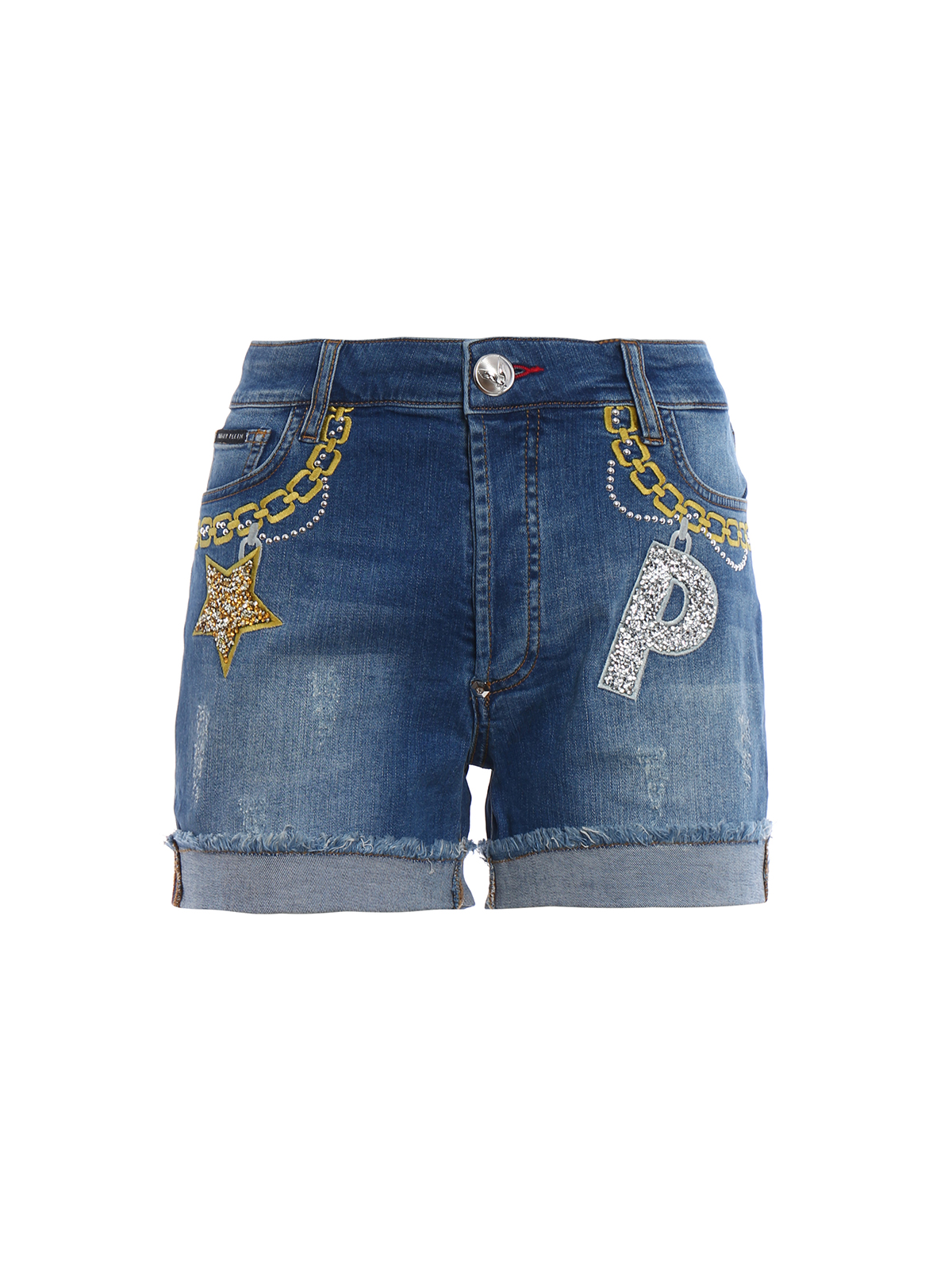 embellished denim shorts