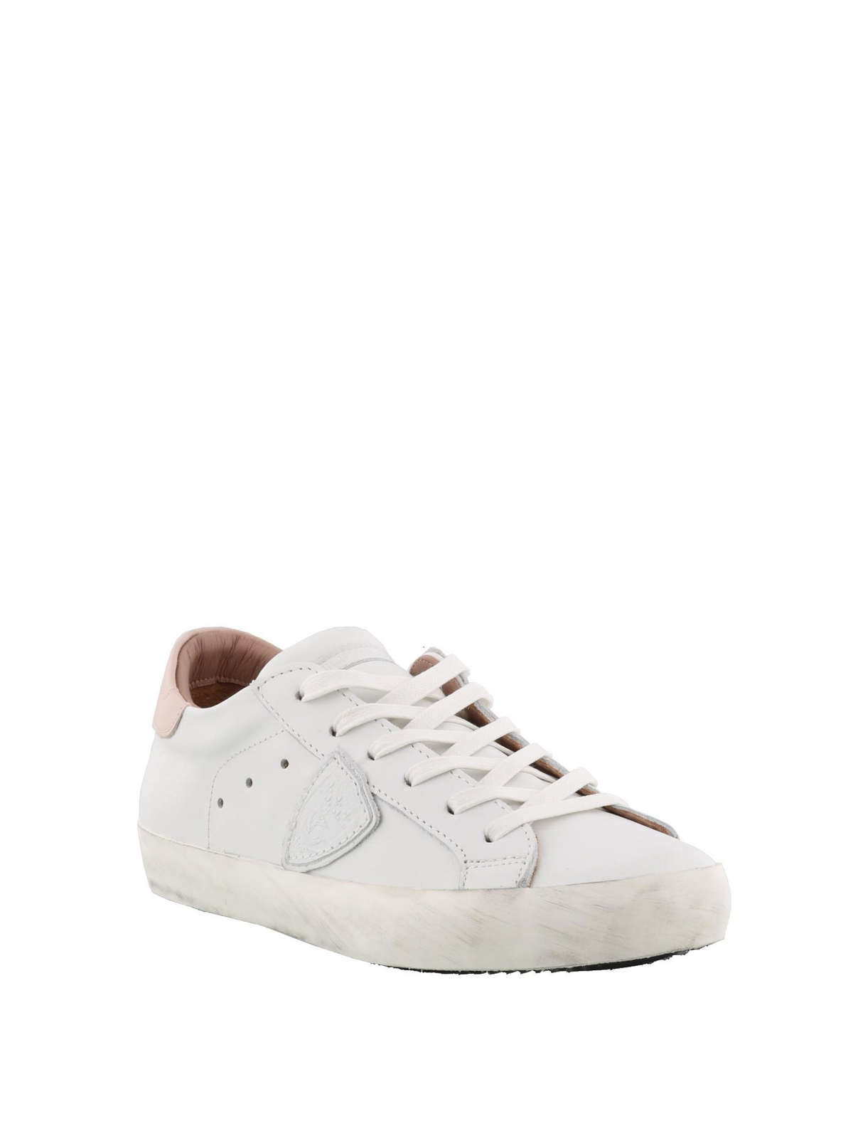 Philippe Model - Sneaker Paris Basic bianche e talloncino rosa - sneakers -  CLLDV036