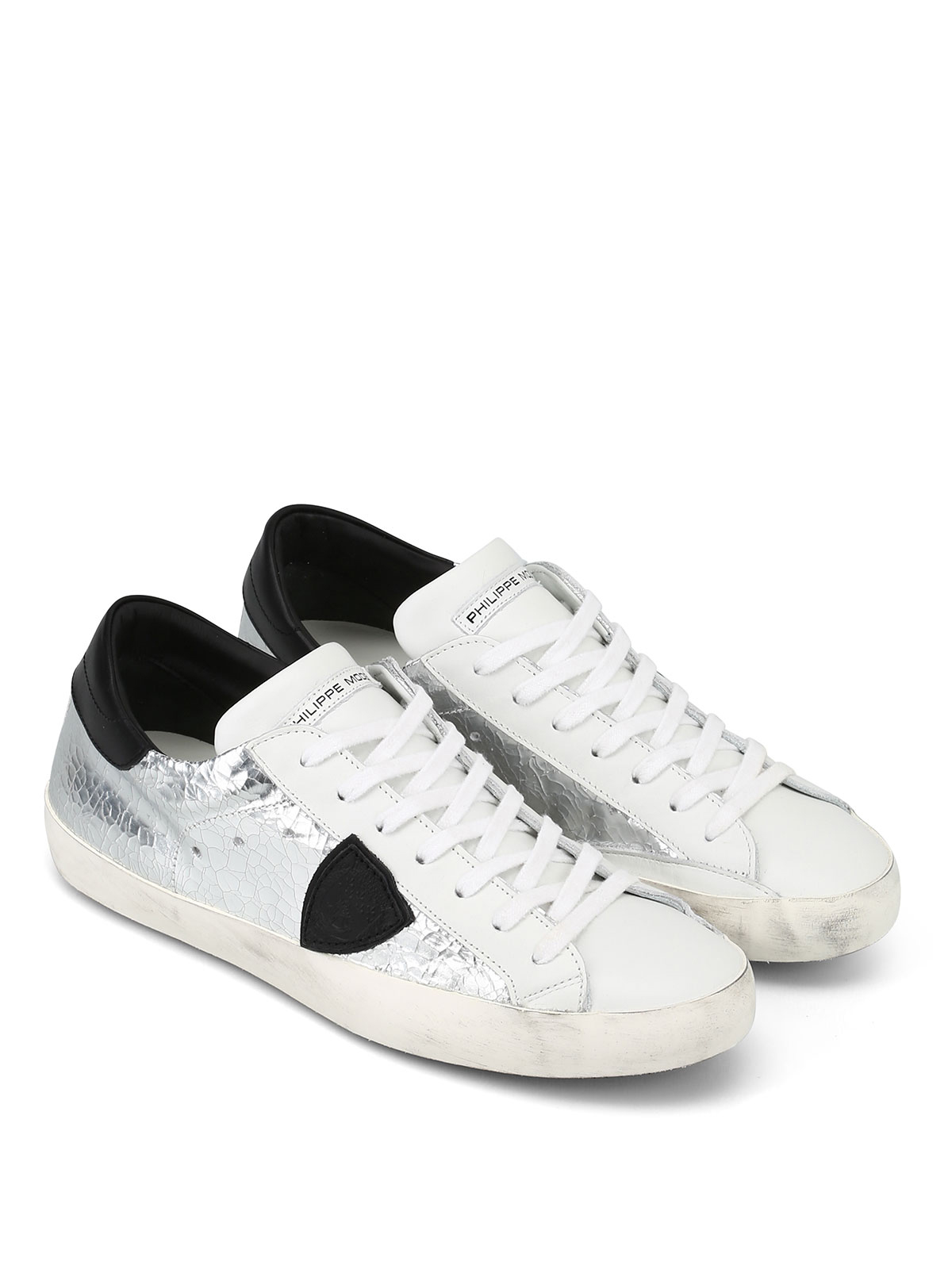 Trainers Philippe Model - Paris silver crackle leather sneakers 