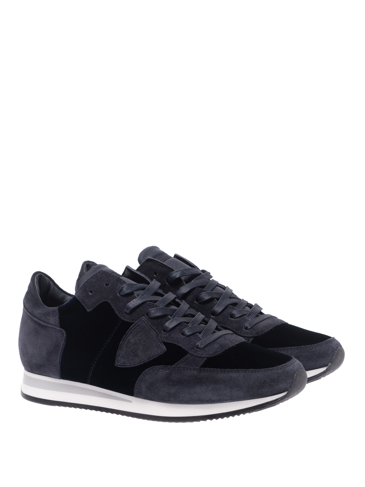 Trainers Philippe Model - Tropez blue velvet and suede sneakers - TRLUEV11