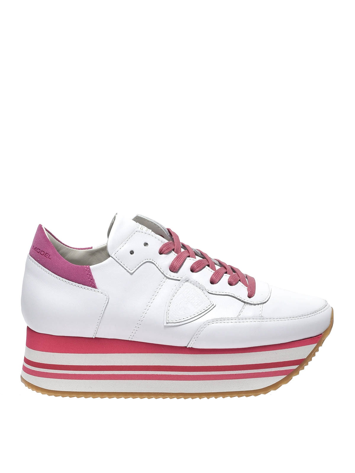 Philippe Model - Sneaker Eiffel in pelle bianche e rosa - sneakers -  EEILDV005