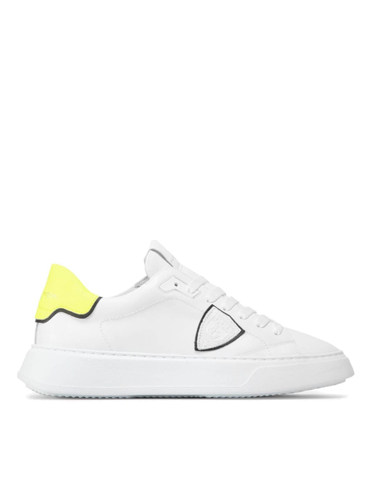 Temple Veau sneakers in white and neon yellow