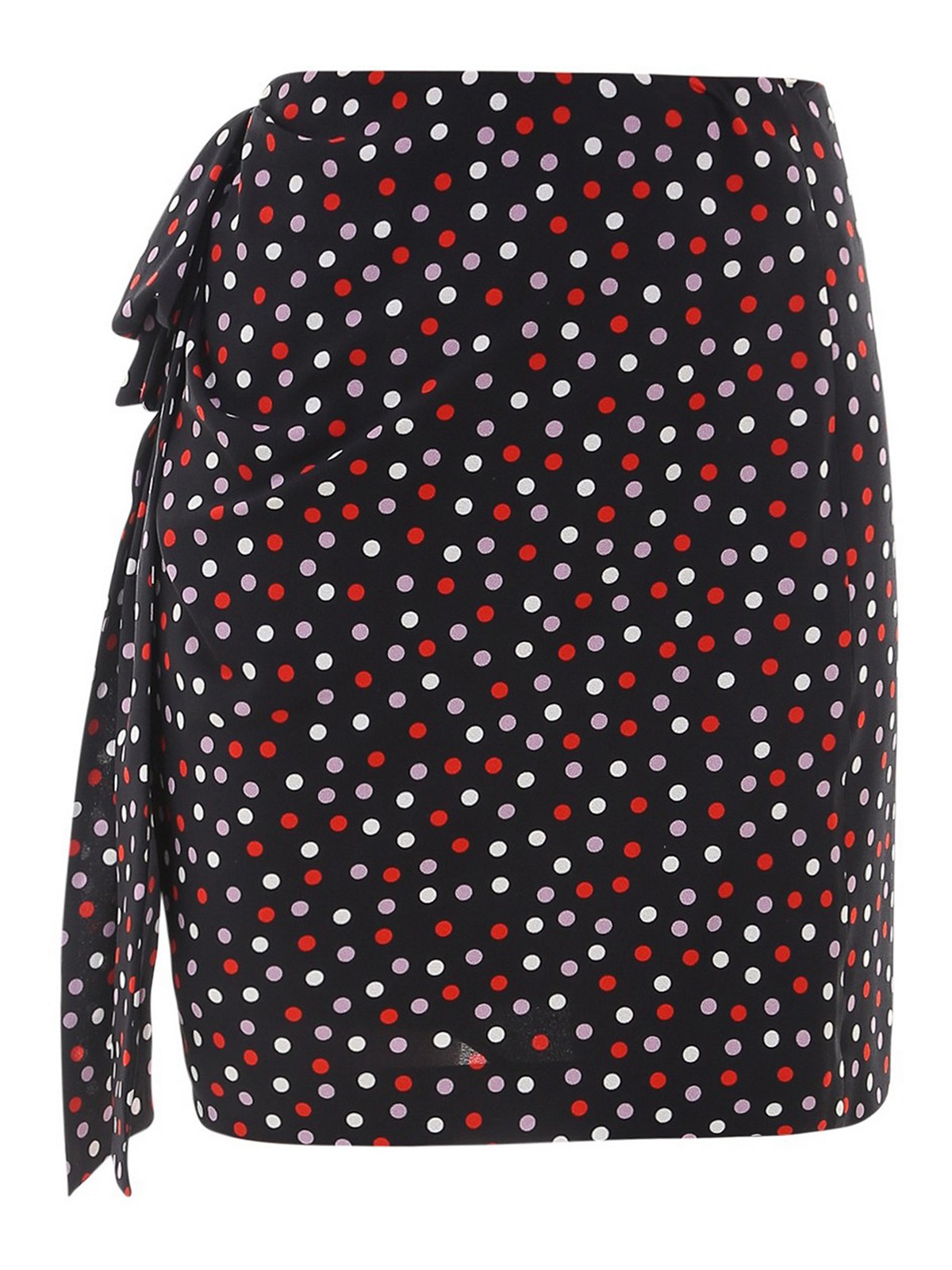 Philosophy Di Lorenzo Serafini Bow-embellished Ruched Polka-dot Stretch-crepe Mini Skirt In Black