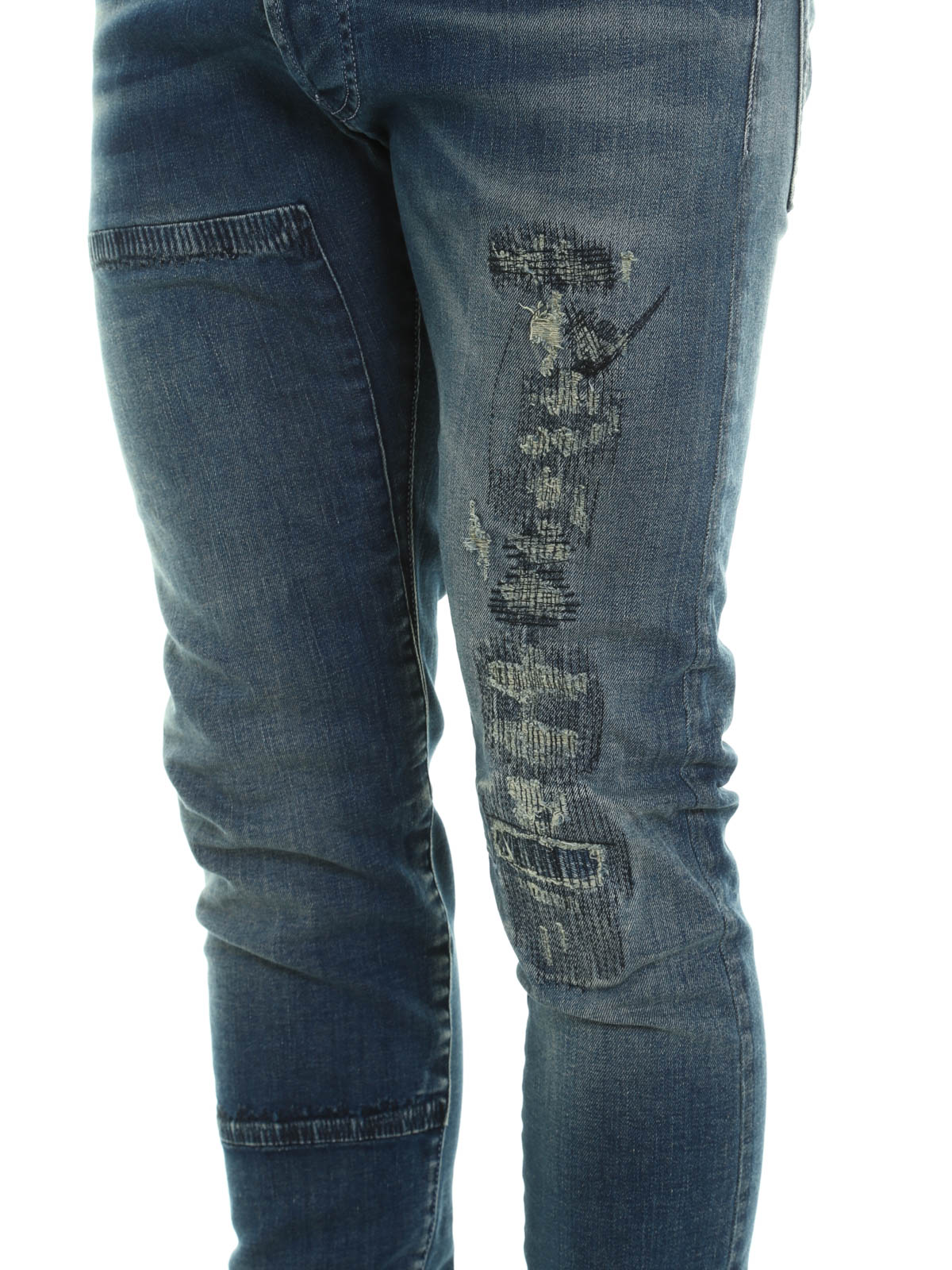Pierre Balmain - Ripped and mended slim jeans - skinny jeans ...