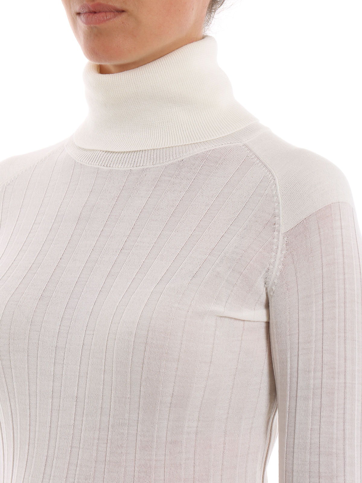 white turtleneck knit