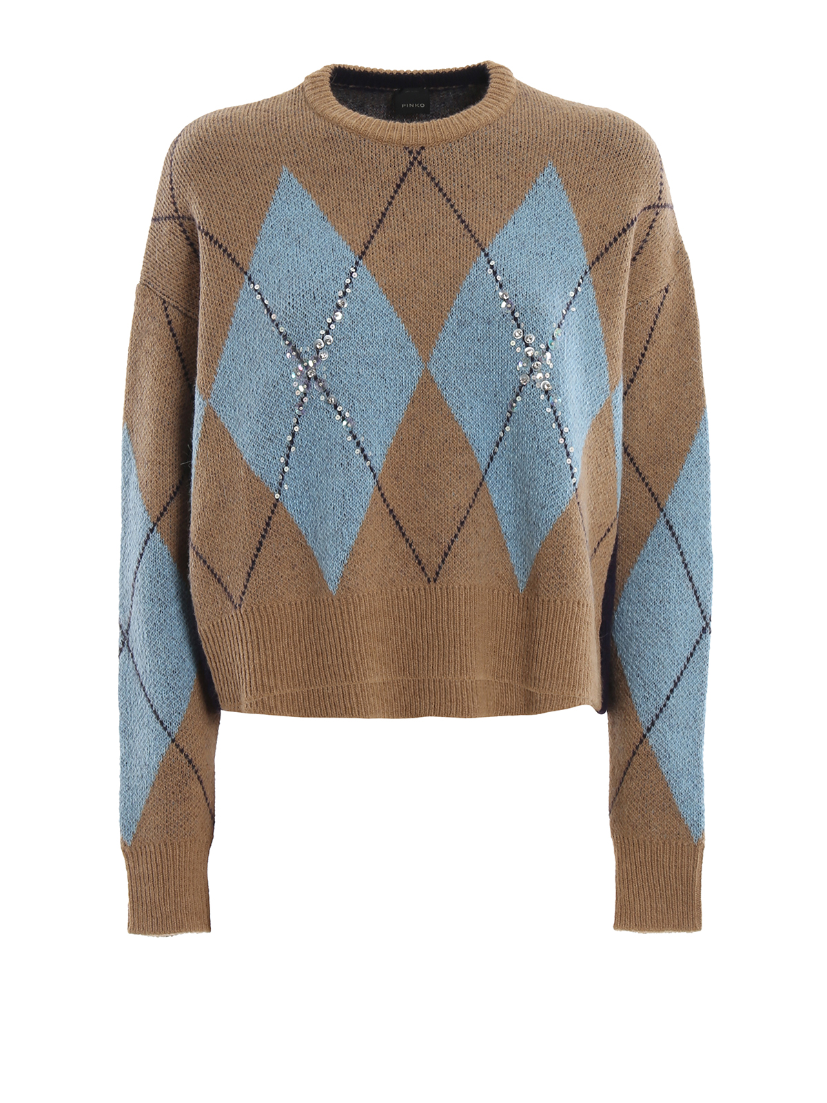 Crew necks Pinko - Mesopotamia argyle patterned boxy sweater ...