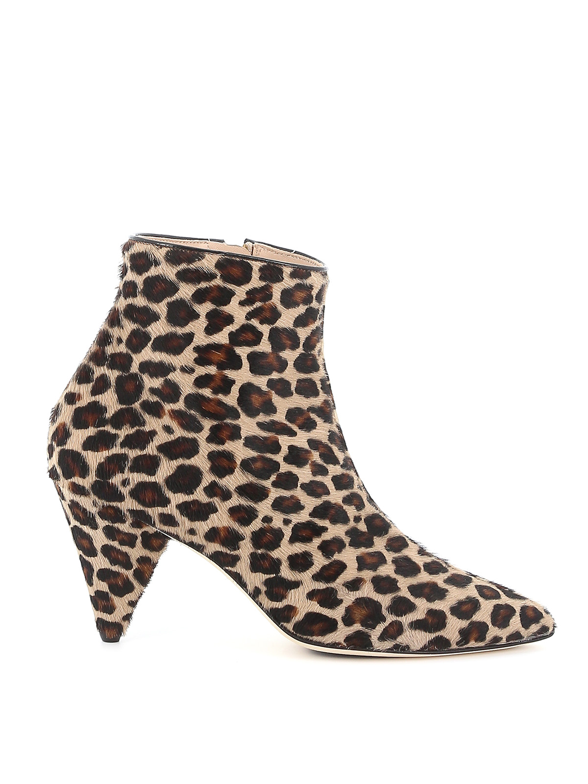 POLLY PLUME PATSY LEO PRINT CALF HAIR ANKLE BOOTS