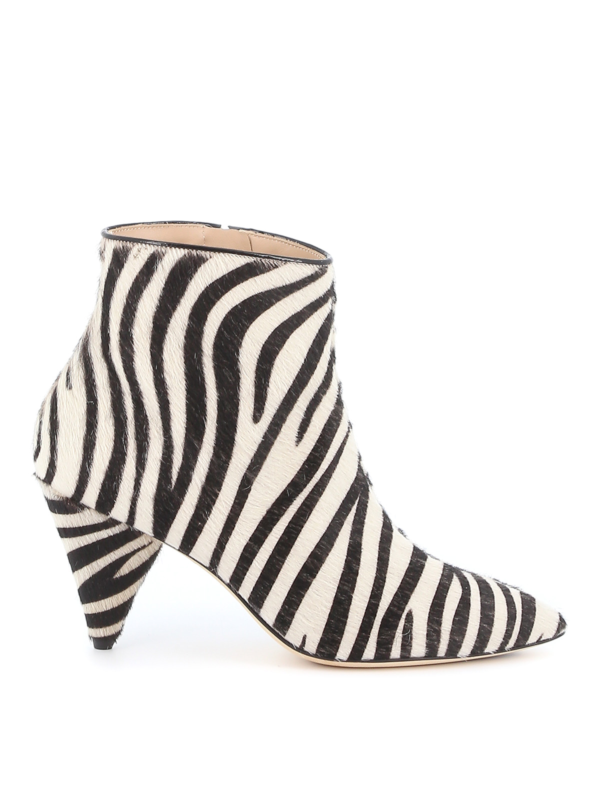POLLY PLUME PATSY ZEBRA PRINT CALF HAIR ANKLE BOOTS