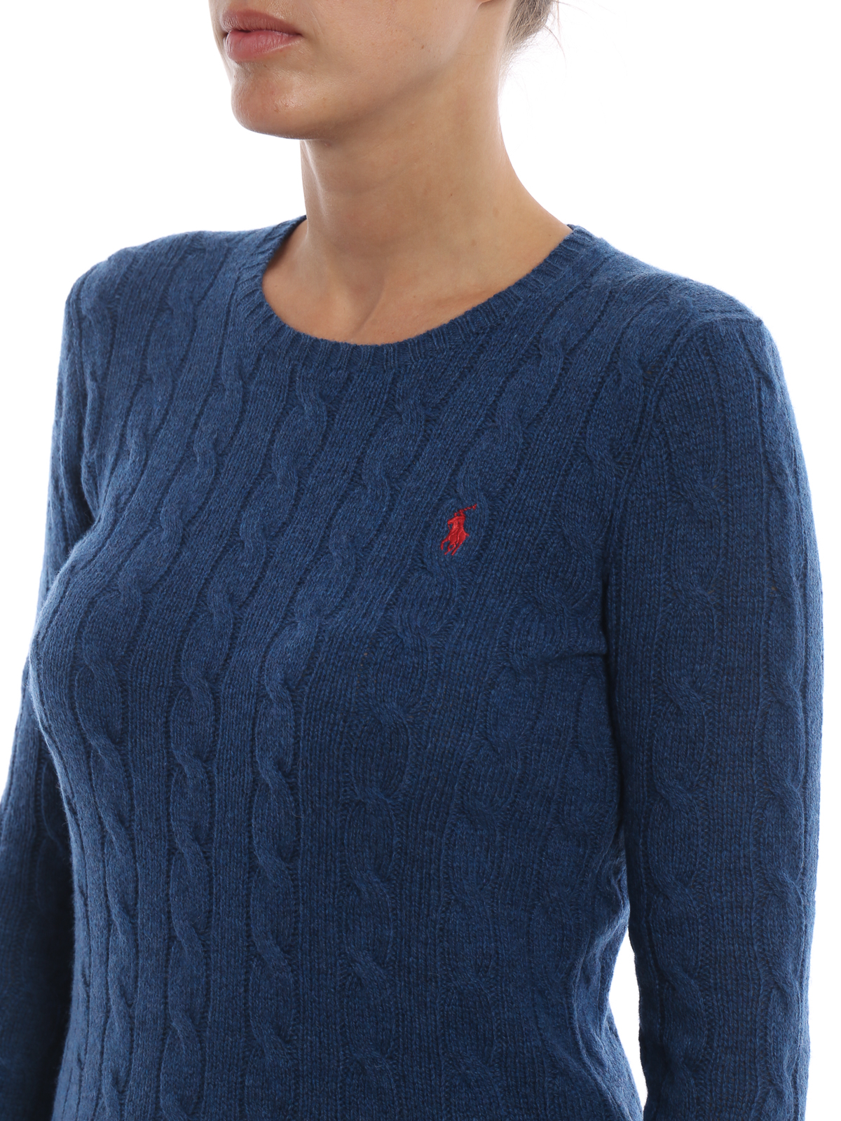 ralph lauren blue cable knit sweater