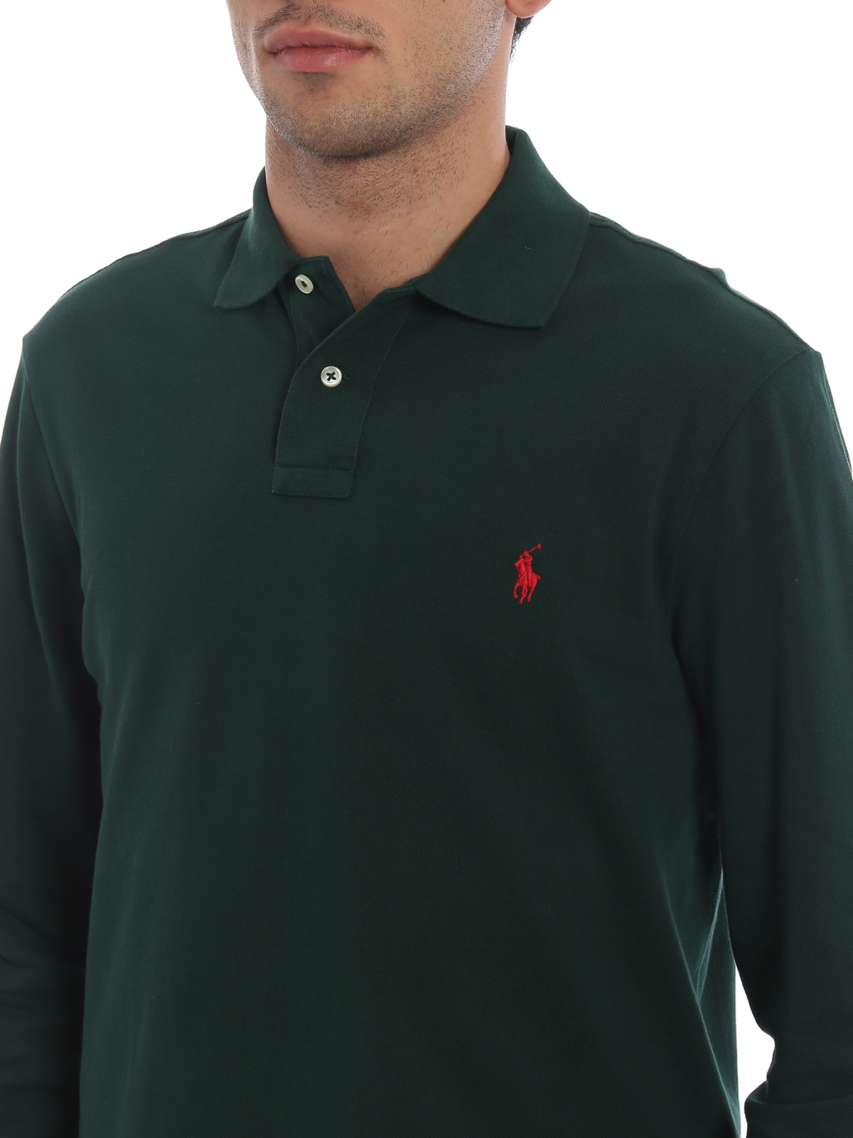 Polo shirts Polo Ralph Lauren - Bottle green cotton long sleeve polo shirt  - 710681126022