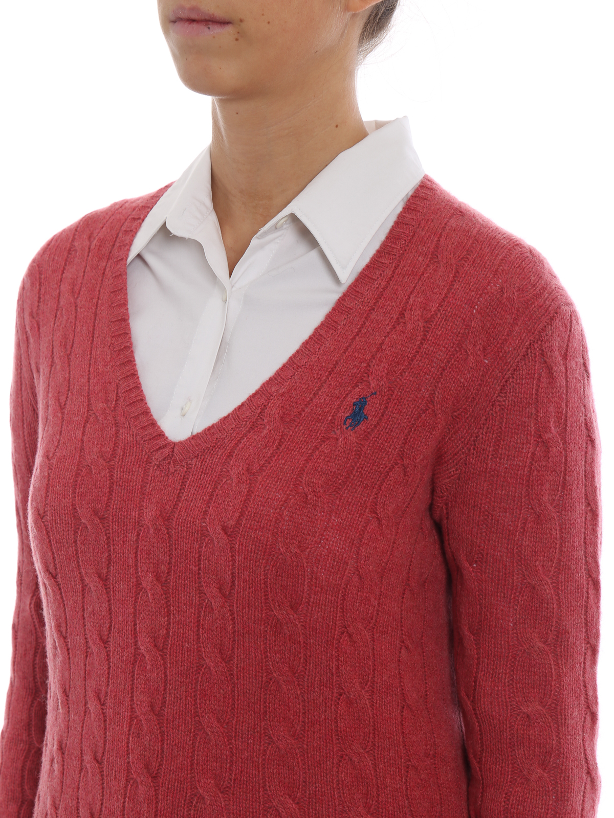 V necks Polo Ralph Lauren - Cable knit merino and cashmere V neck sweater -  211508656056